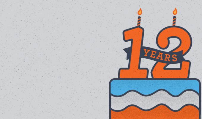 illustration of cake with 12 candles