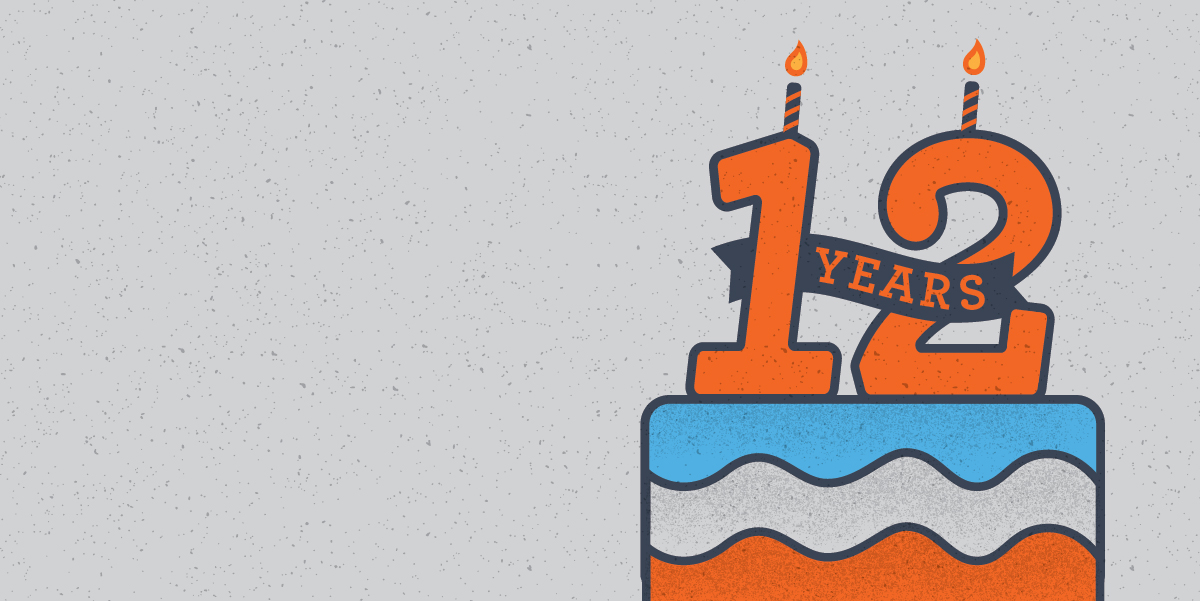 illustration of cake with 12 candles