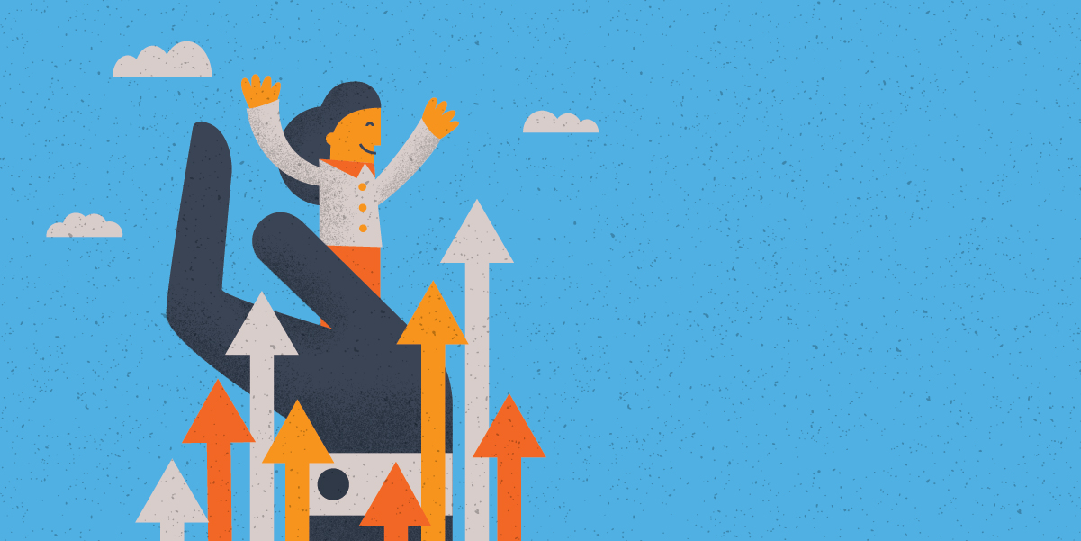 illustration of person on top of house