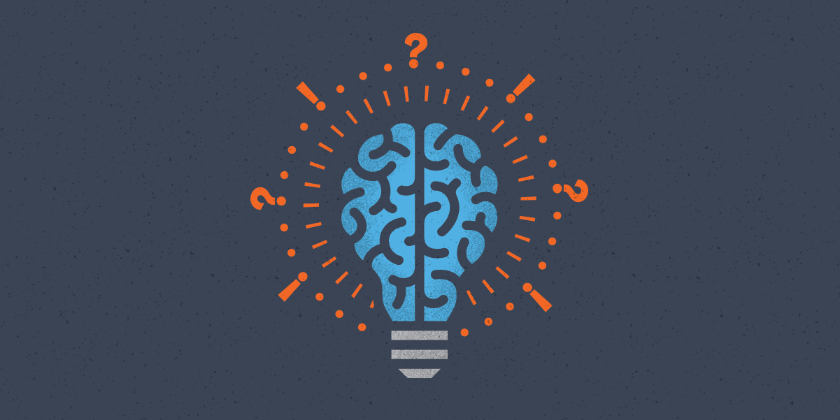 illustration of brain in the shape of lightbulb