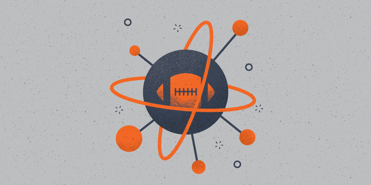illustration of football in atom nucleus