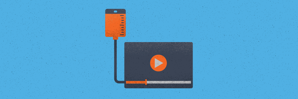 illustration of laptop with an IV bag